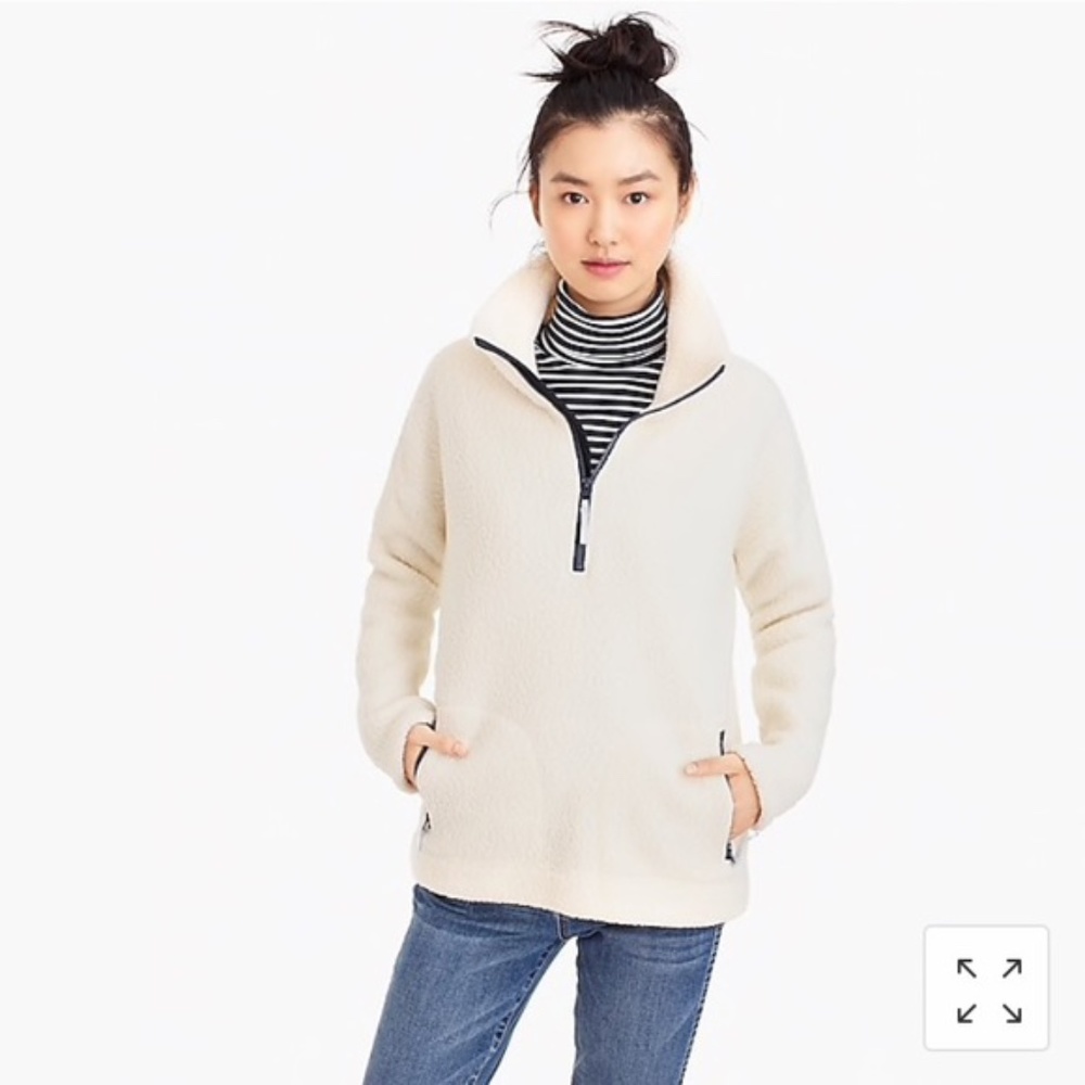 J. Crew Polartec Fleece Half-Zip Fleece, Cream XS